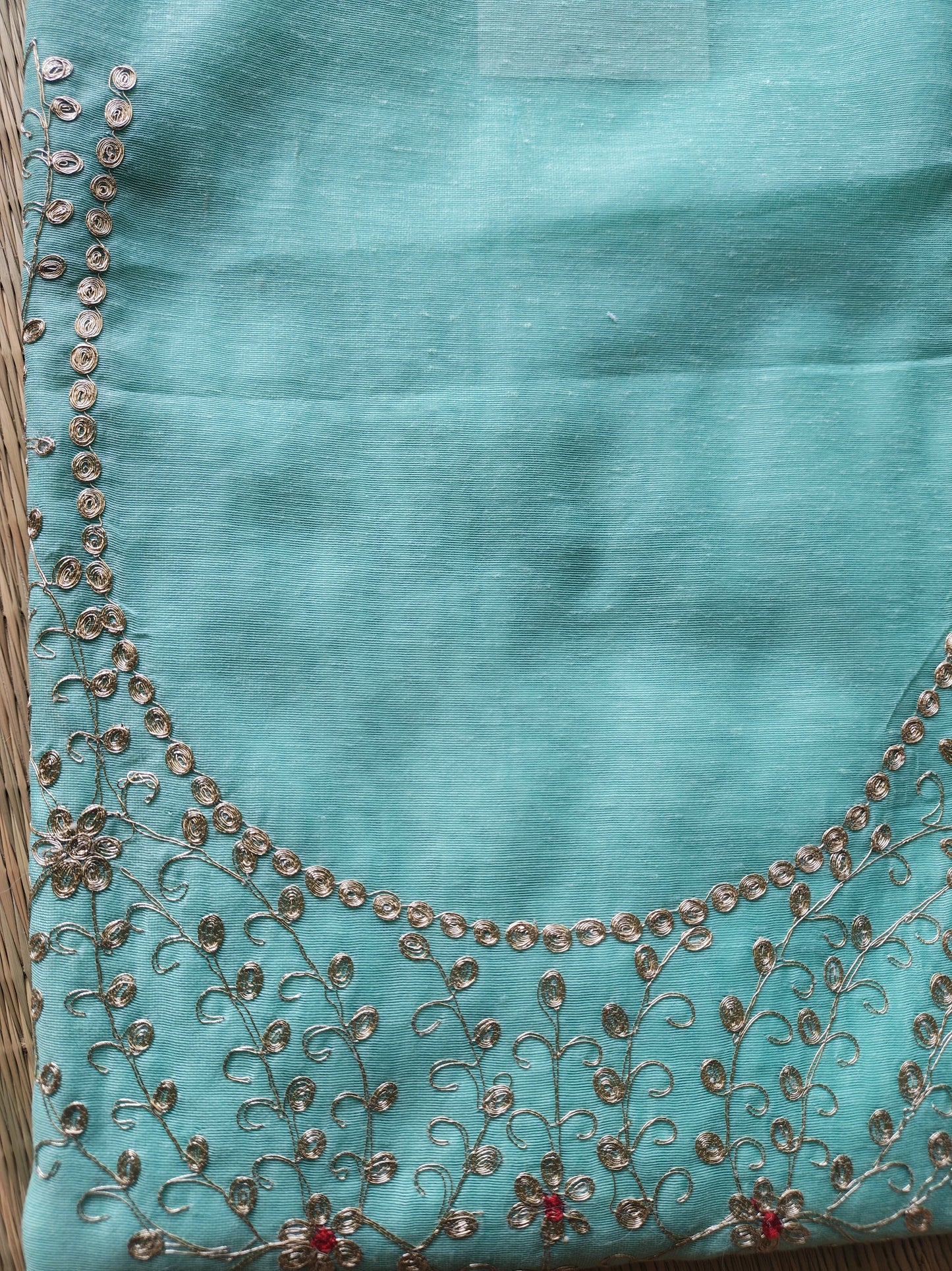 Teal Pittan Work Dress Material