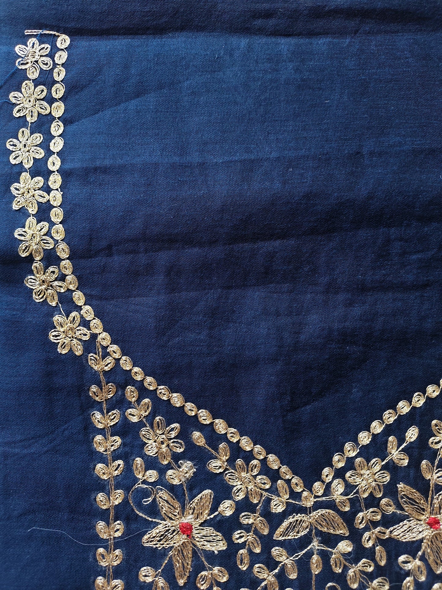 Dark Blue Pittan Work Dress Material