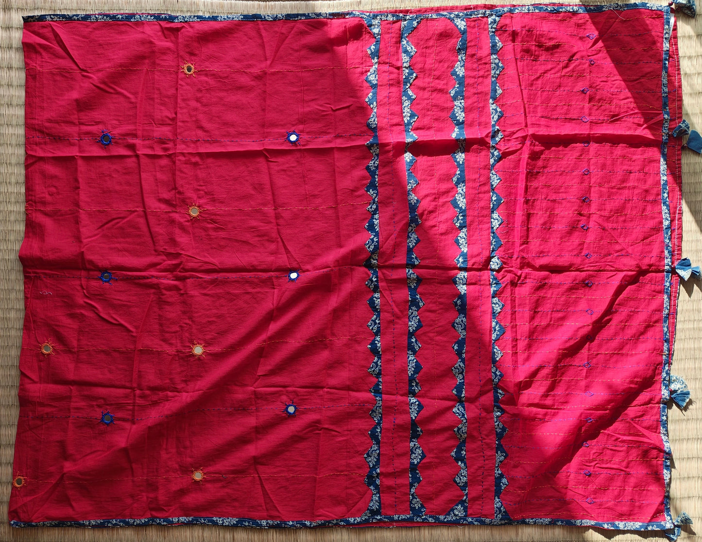 Red Ajrakh Patchwork Cotton Dupatta