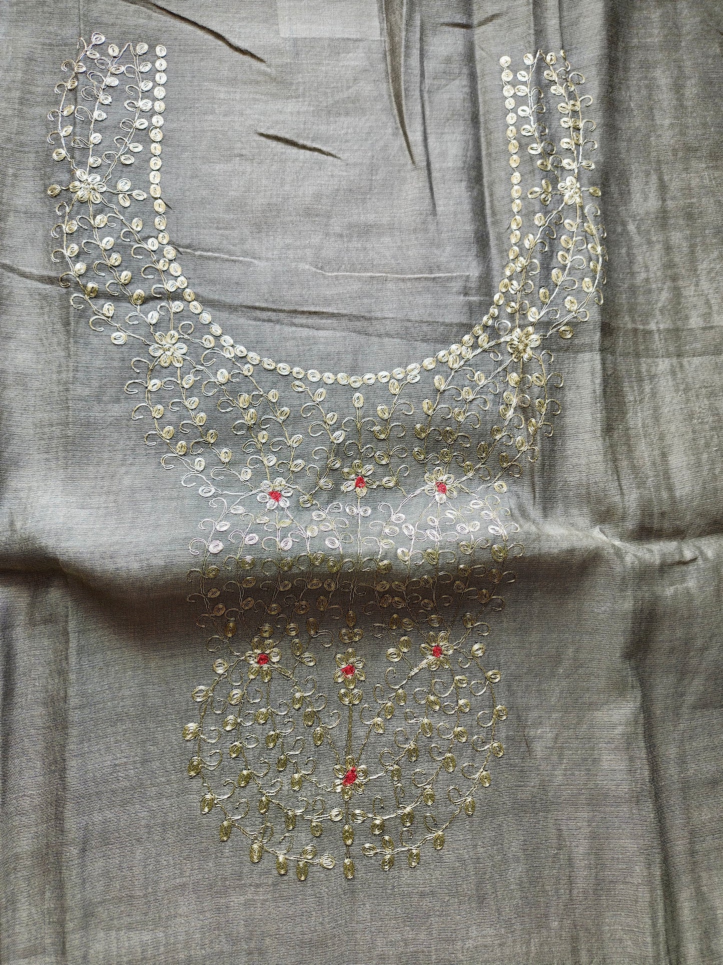 Grey Pittan Work Dress Material