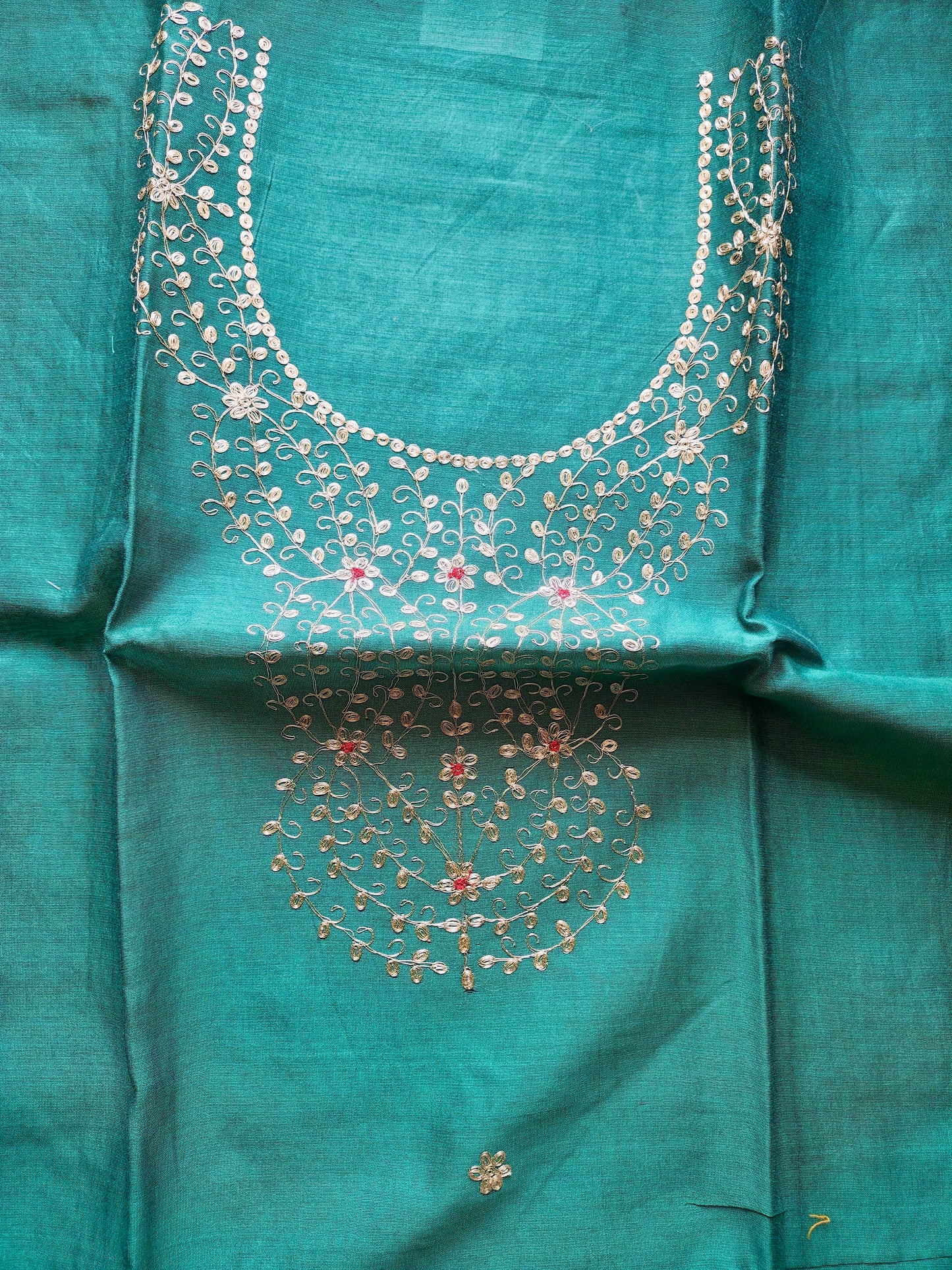Teal Pittan Work Dress Material