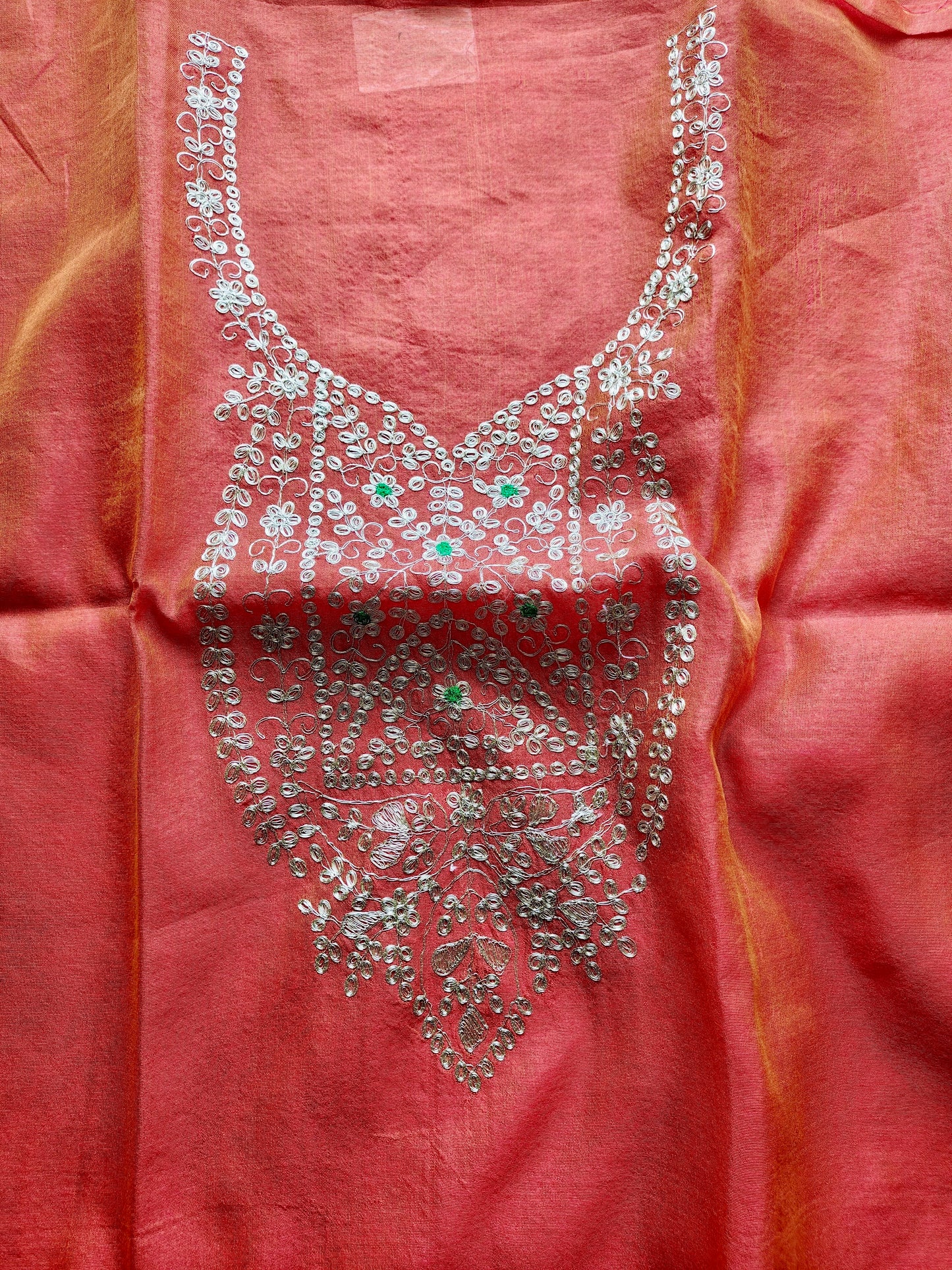 Burnt Orange Pittan Work Dress Material
