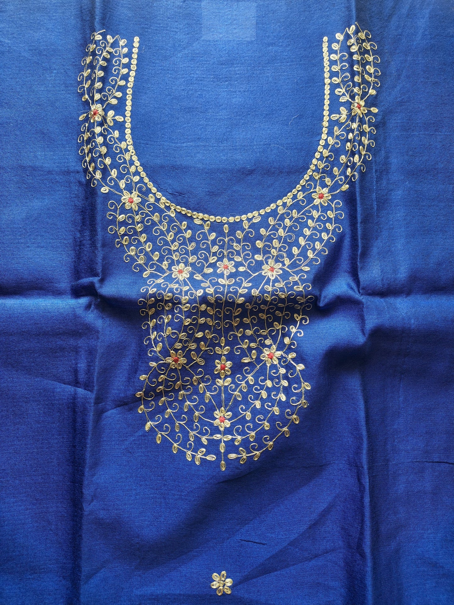 Bright Blue Pittan Work Dress Material