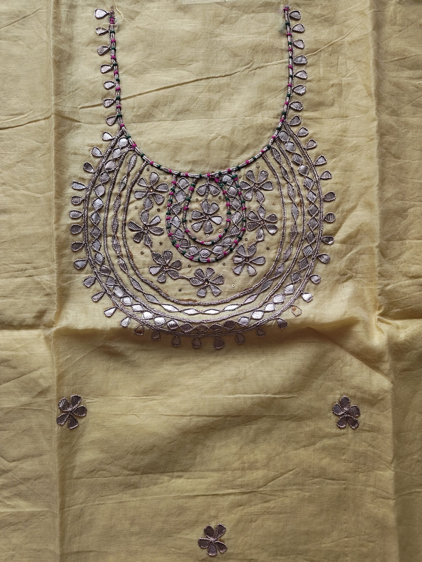 Light Mustard Gota Patti Dress Material
