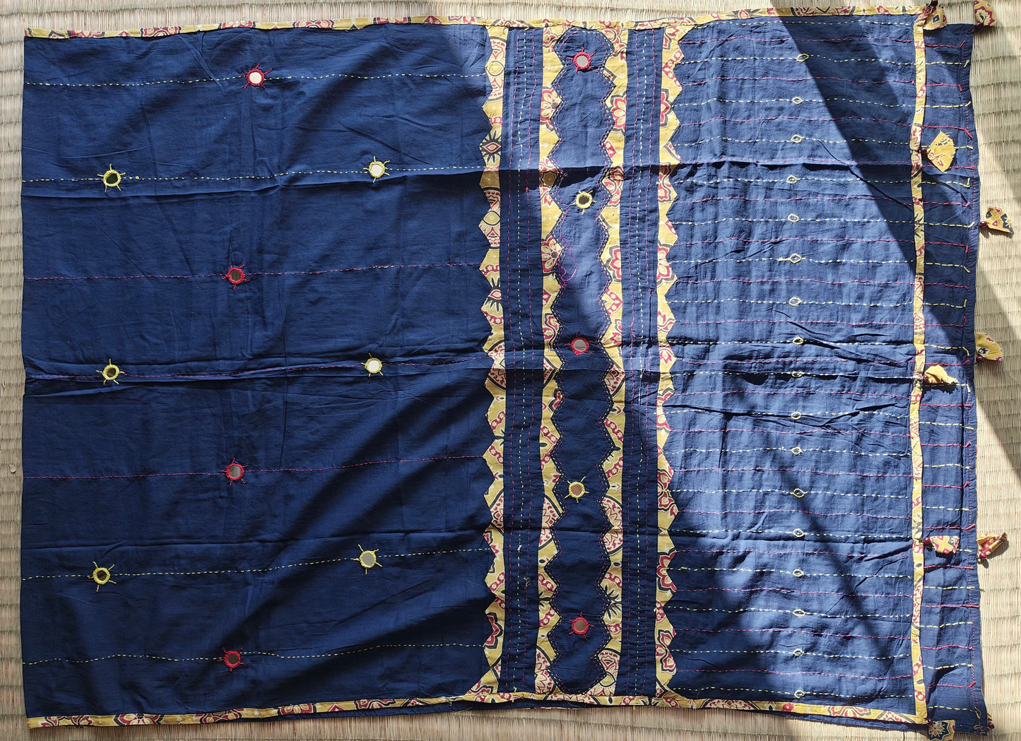 Classic Blue Ajrakh Patchwork Cotton Dupatta