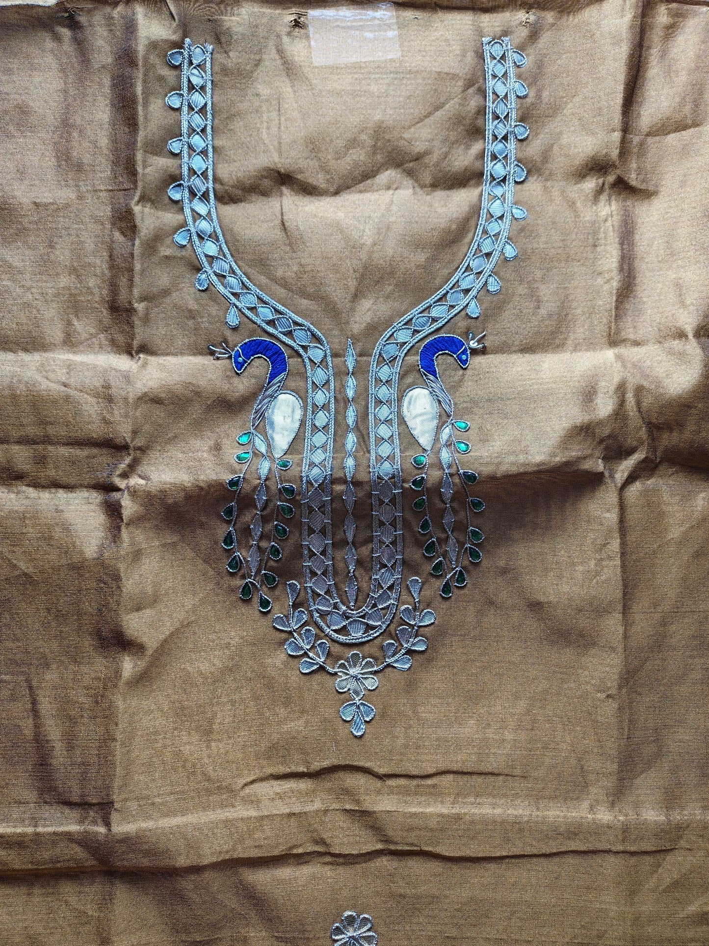 Deep Brown Gota Patti Dress Material