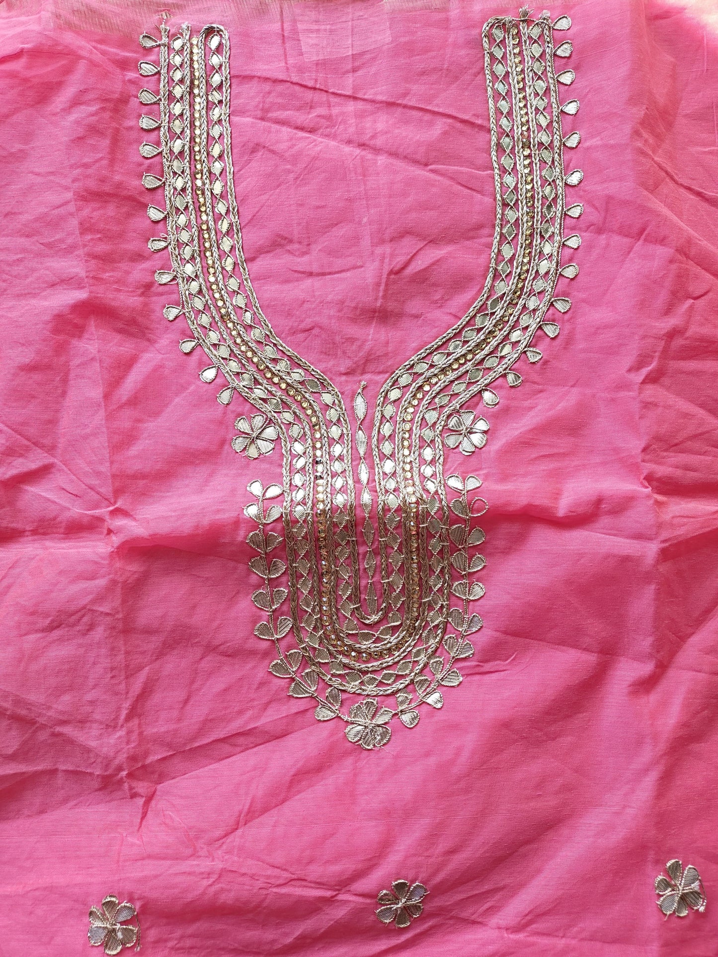 Bubblegum Pink Gota Patti Dress Material