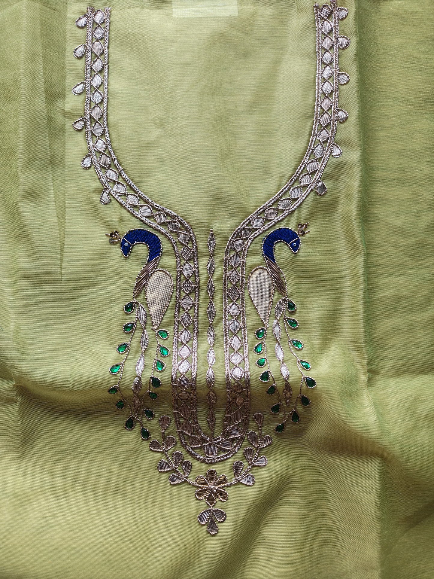 Lime Green Gota Patti Dress Material