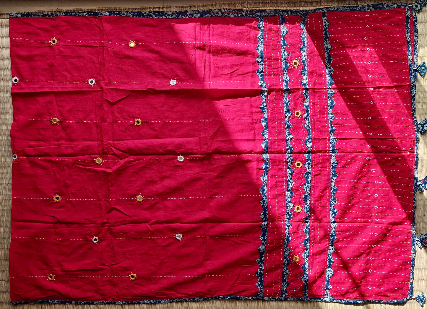 Red Ajrakh Patchwork Cotton Dupatta