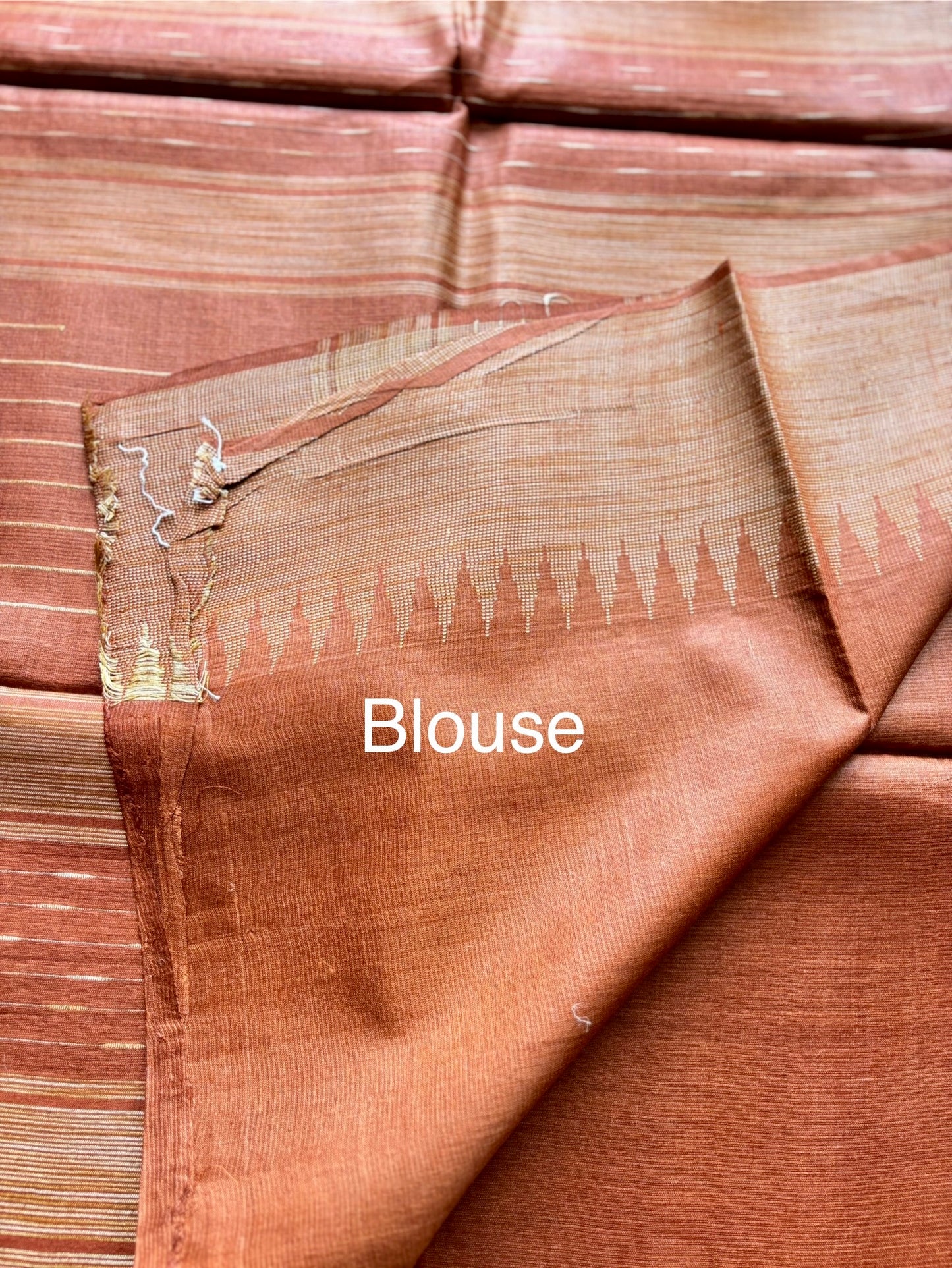 Rust Handloom Tussar Silk Saree