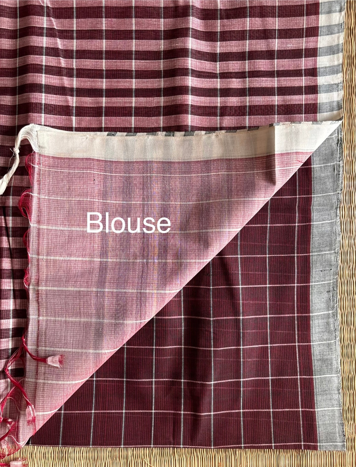 Maroon Mangalagiri Handloom Cotton Saree with Checks