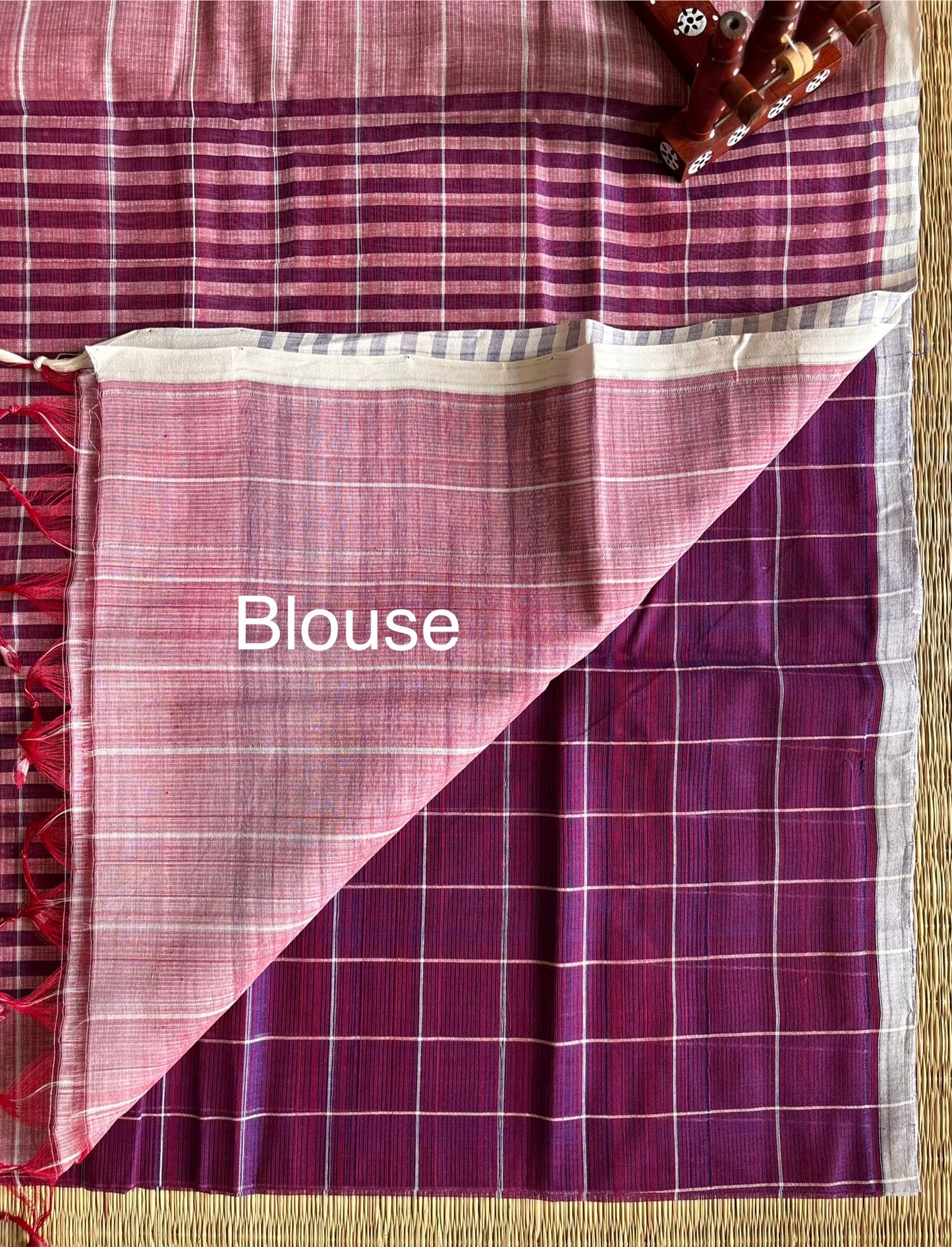 Purple Mangalagiri Handloom Cotton Saree with Checks