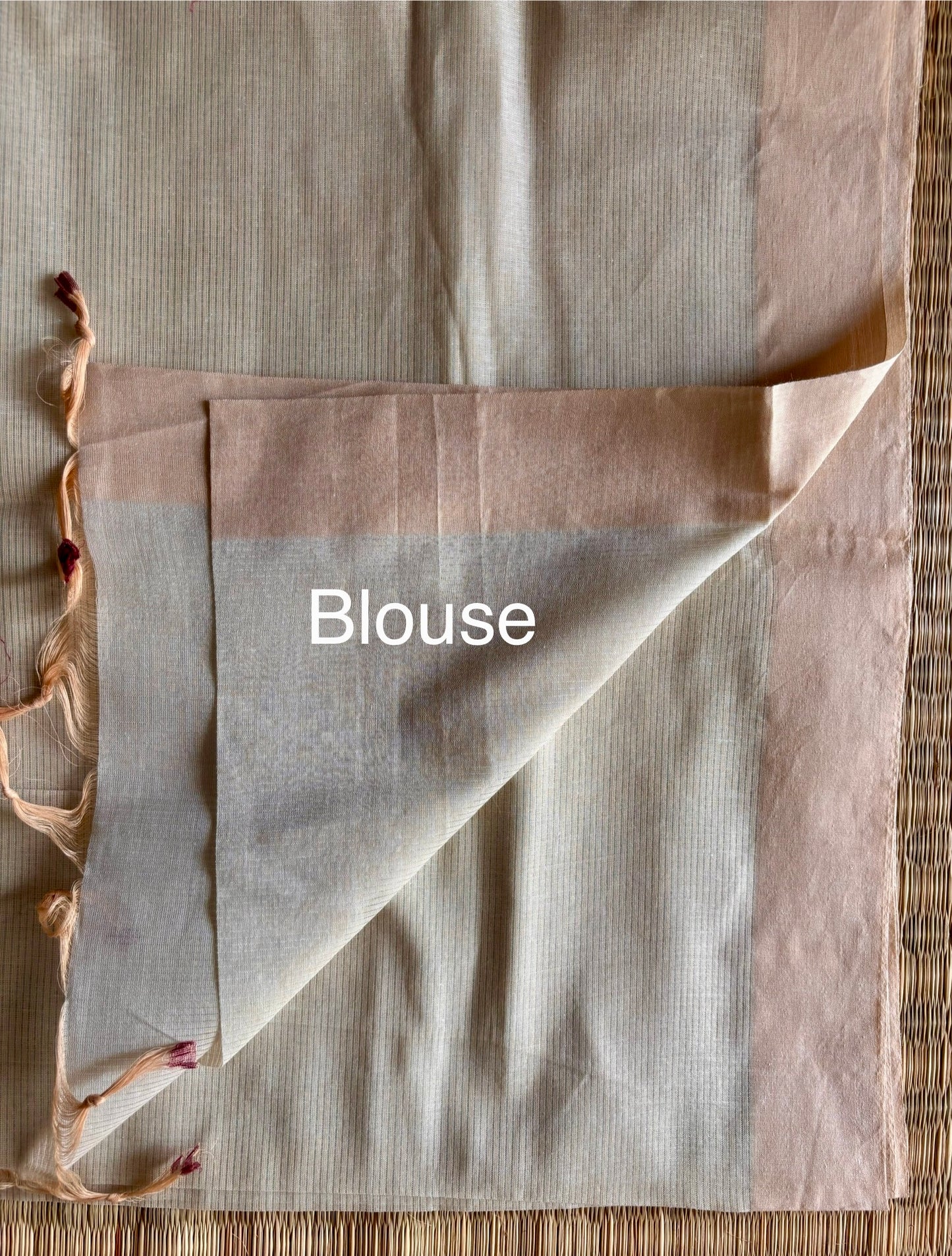 Beige Mangalagiri Cotton Saree with Kalamkari Blouse