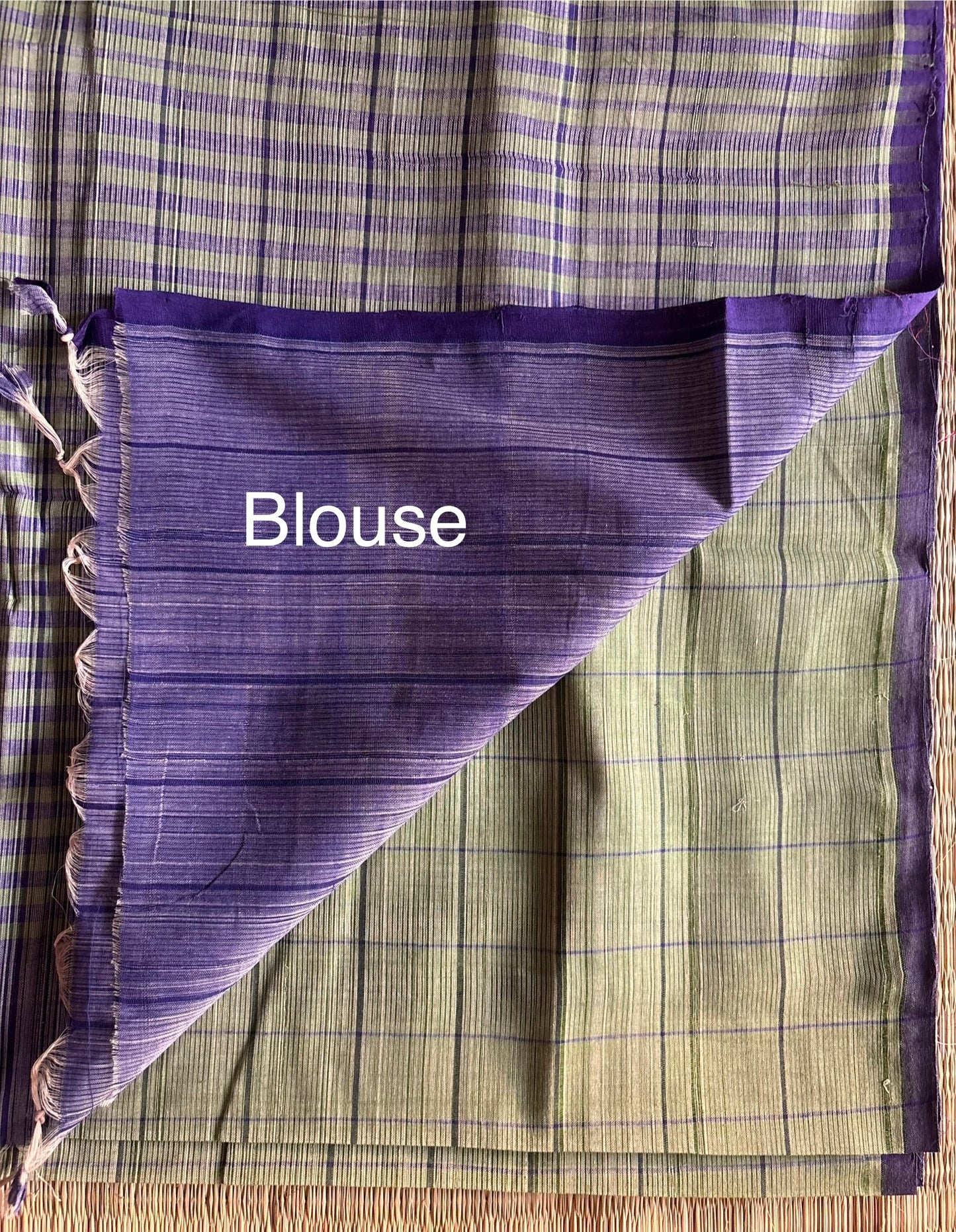 Soft Green Mangalagiri Handloom Cotton Saree with Checks