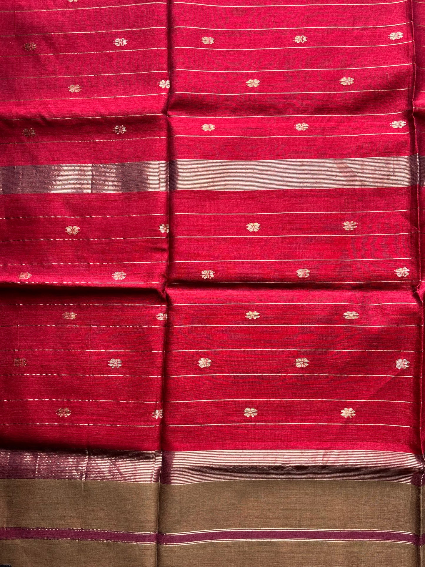 Brown & Red Maheshwari Handloom Saree