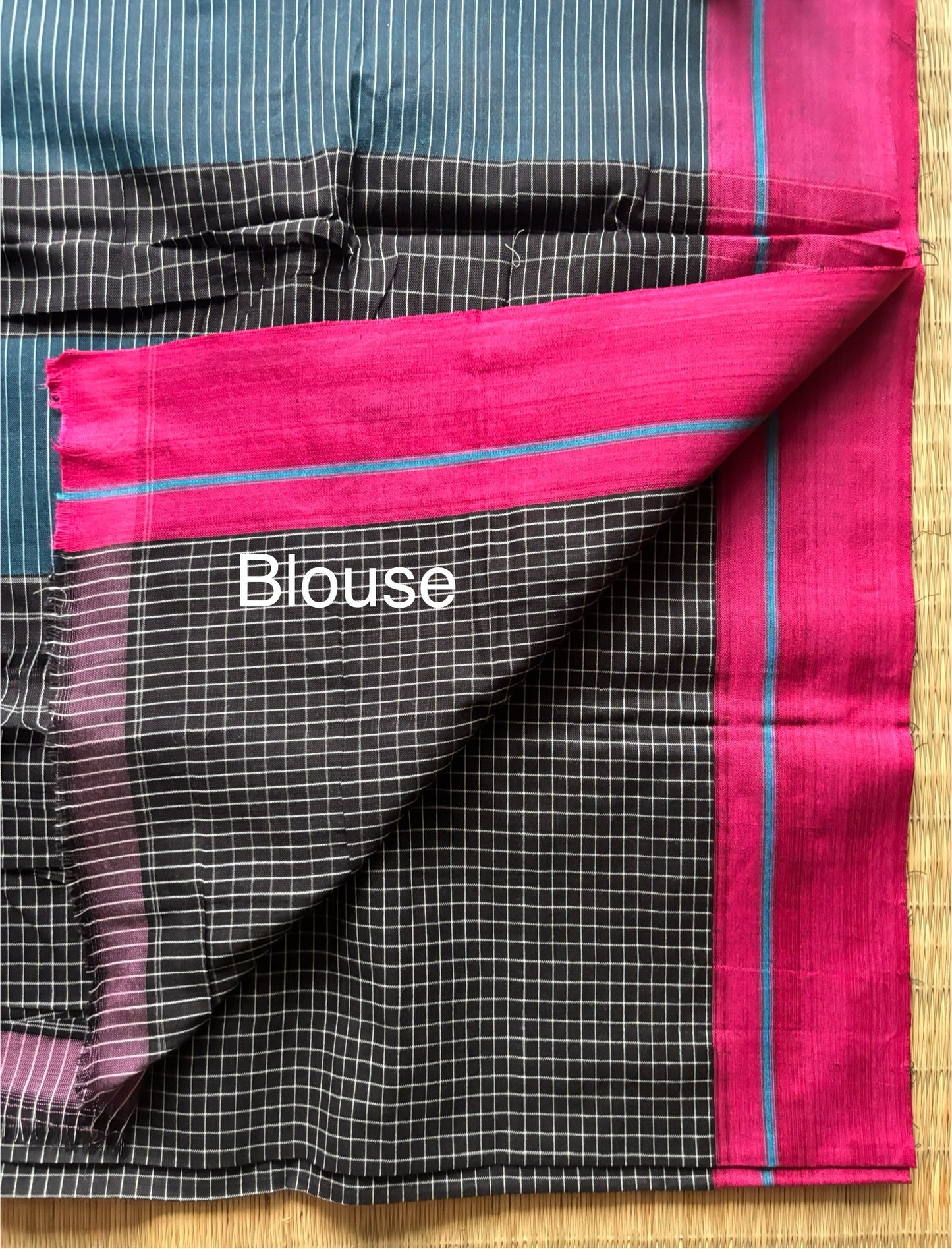 Pink & Blue Patteda Anchu Cotton Handloom Saree