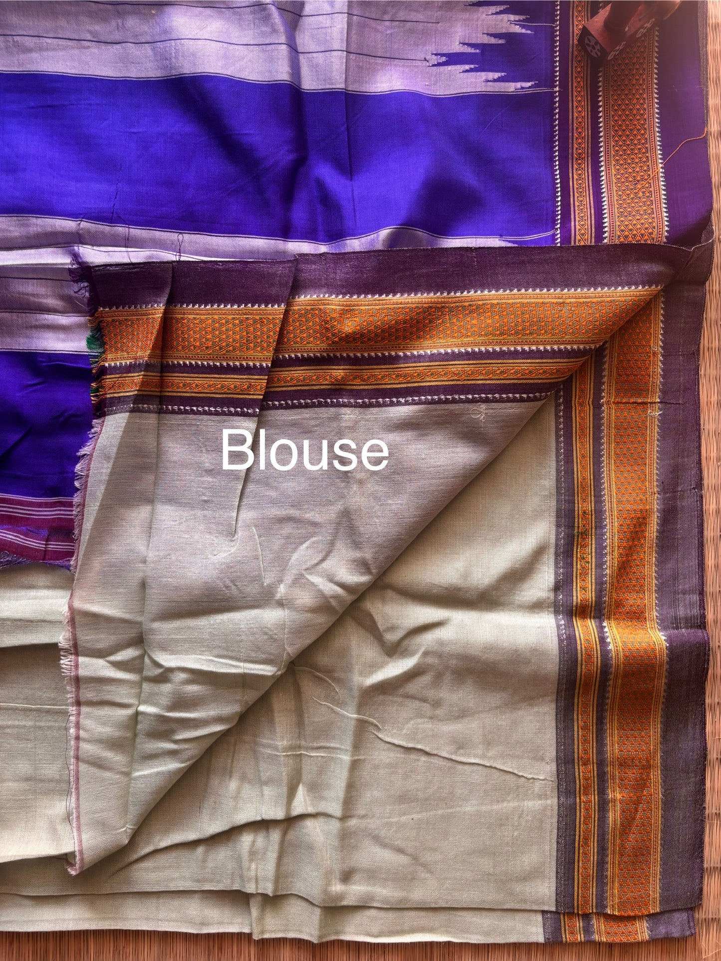 Pale Mint and Violet Handloom Ilkal Saree