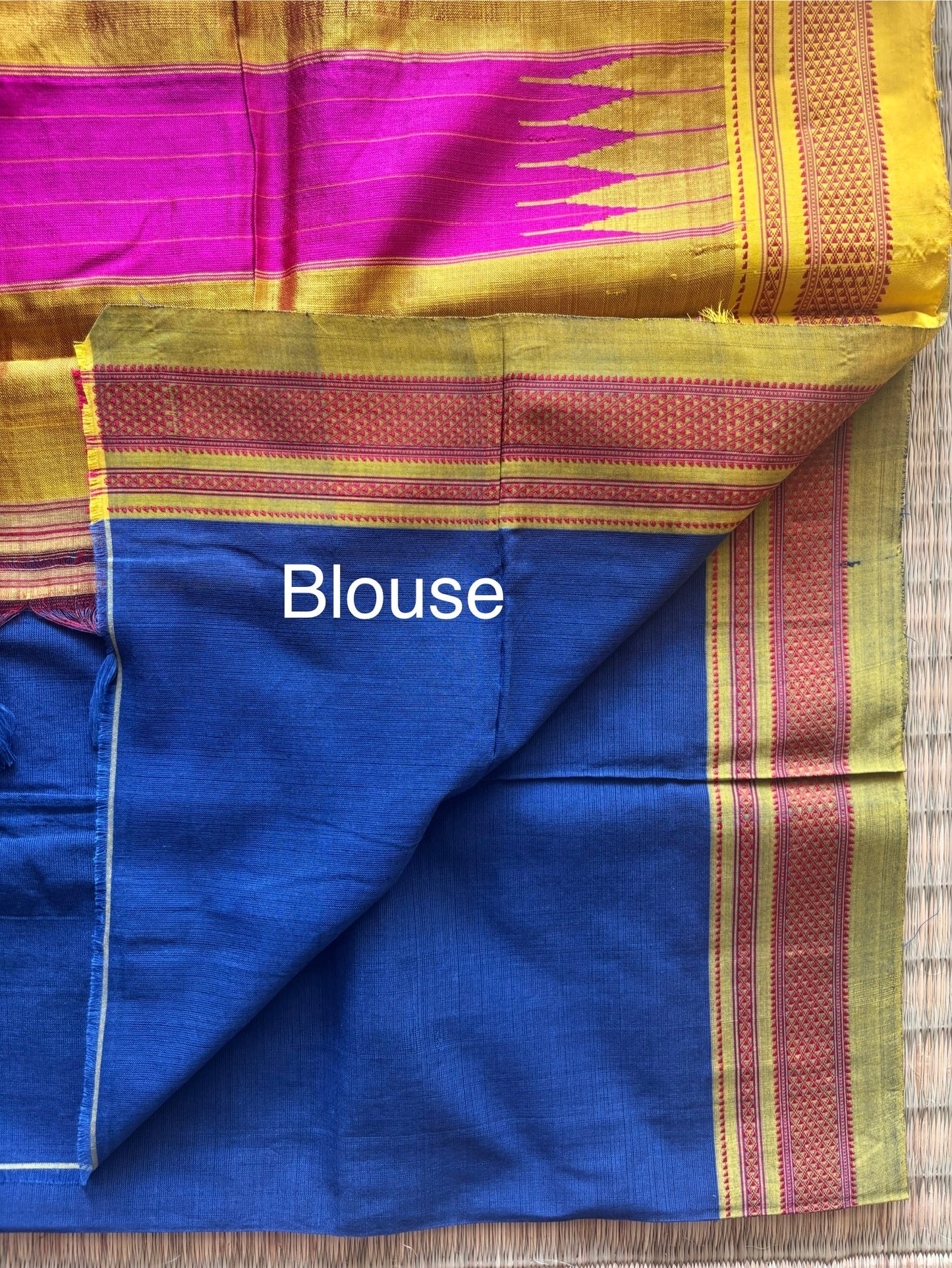 Blue and Mustard Handloom Ilkal Saree