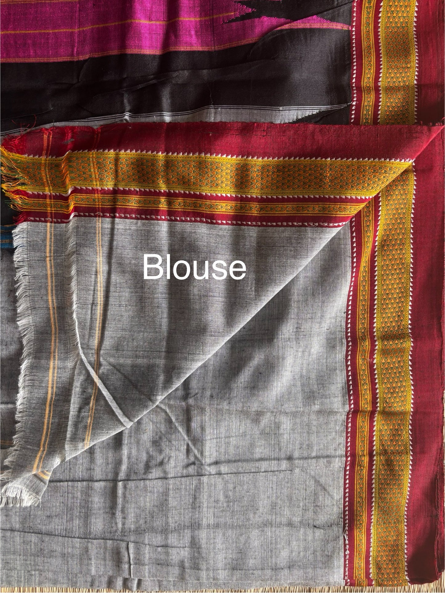 Grey and Maroon Handloom Ilkal Saree