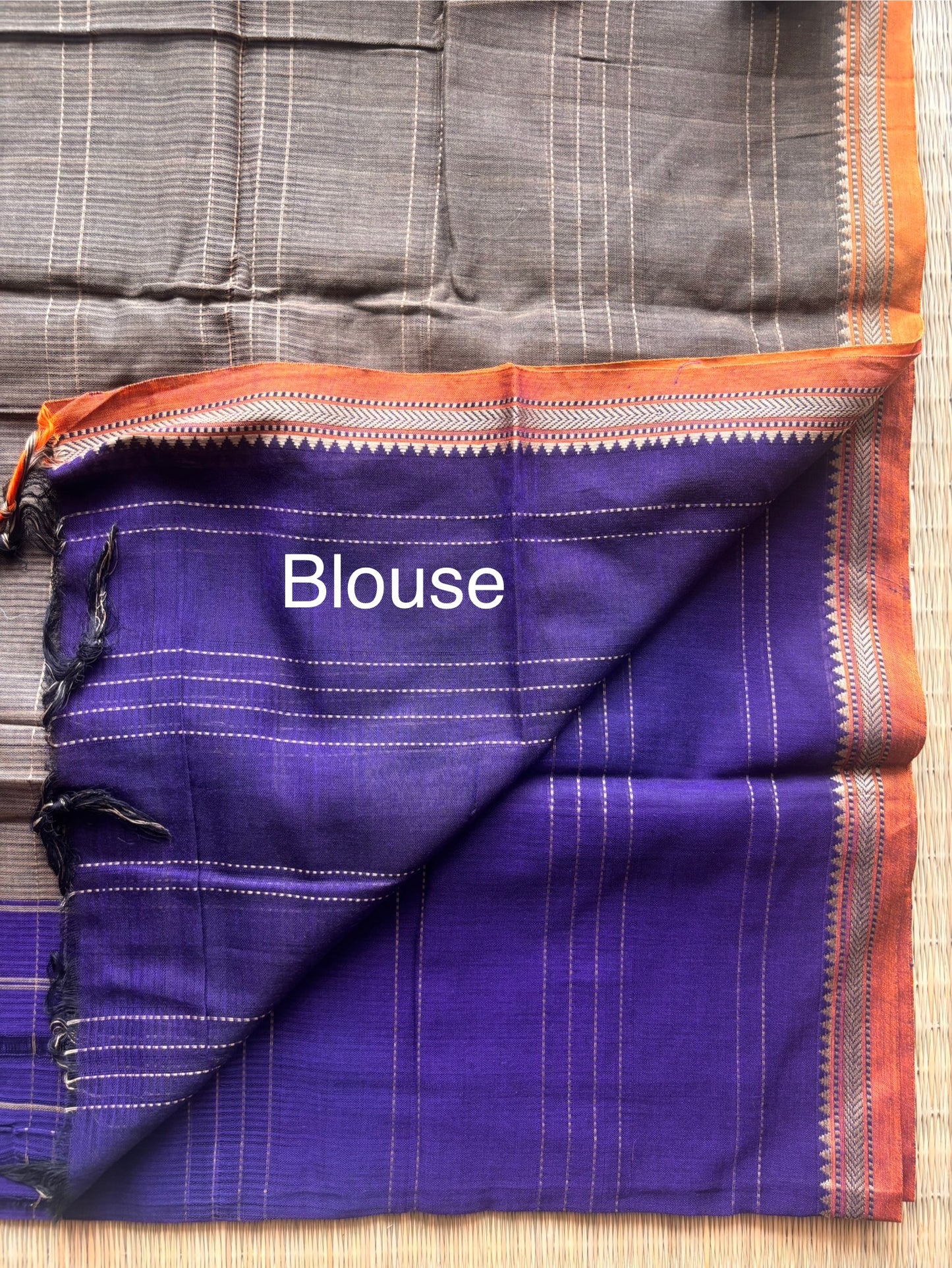 Purple & Grey Narayanpet Handloom Cotton Saree