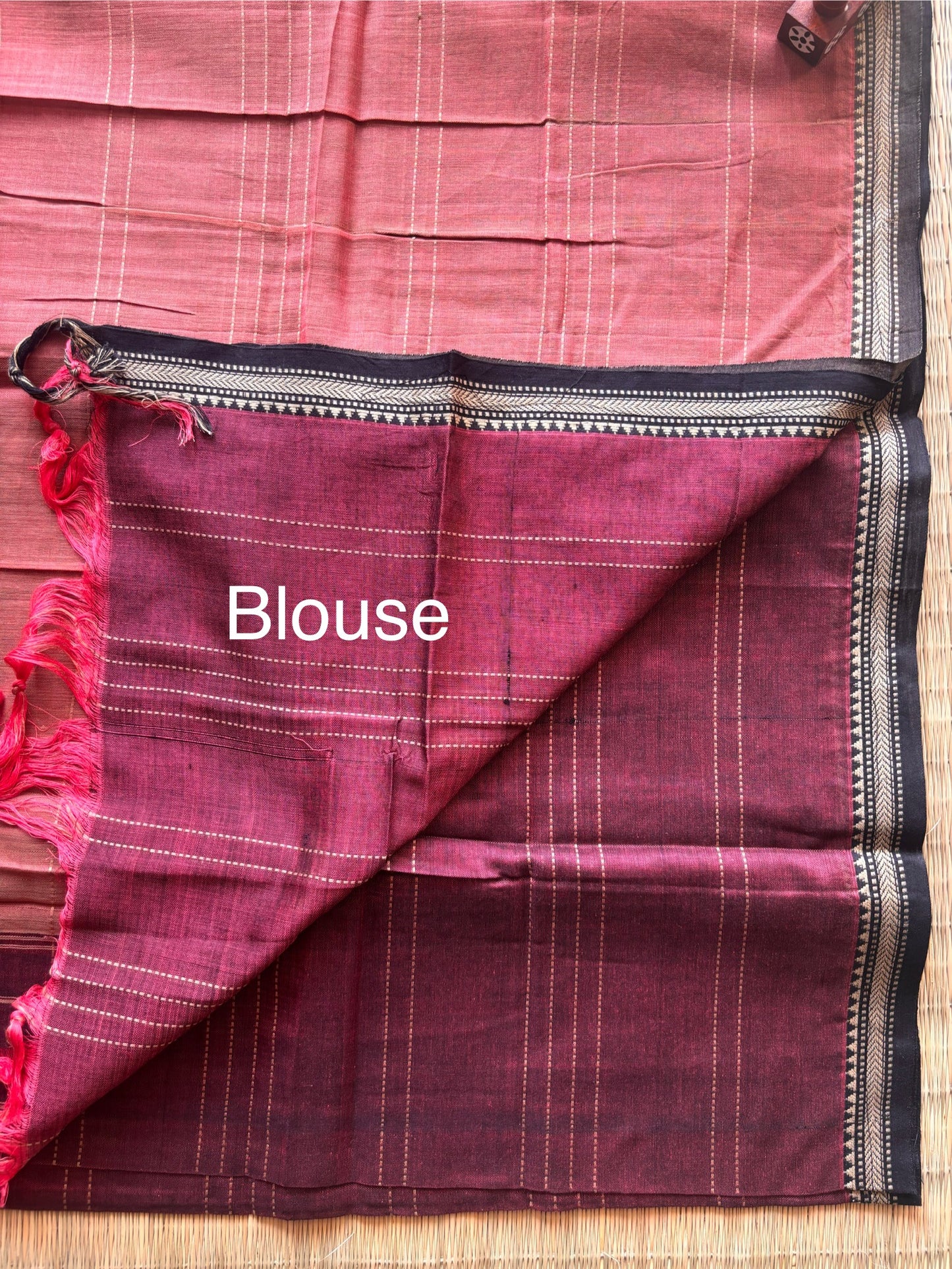 Plum & Black Narayanpet Handloom Cotton Saree