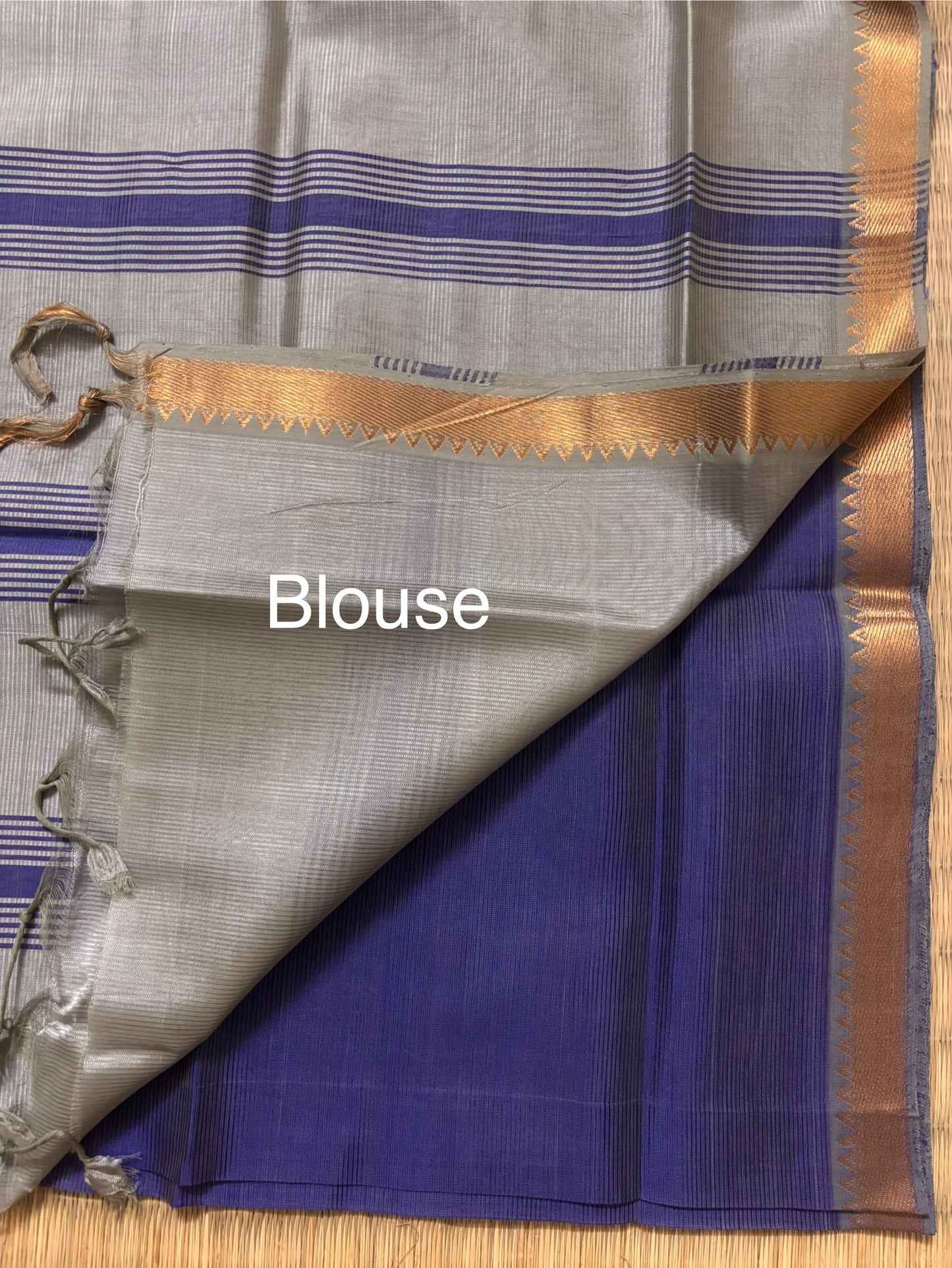Blue & Grey Classic Mangalagiri Handloom Silk Saree