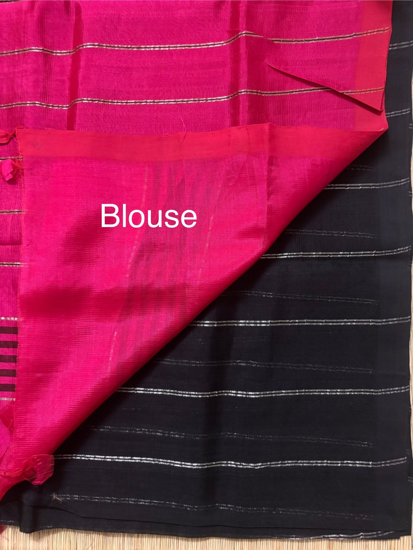 Classic Black Mangalagiri Handloom Silk Saree with Straight Zari Lines