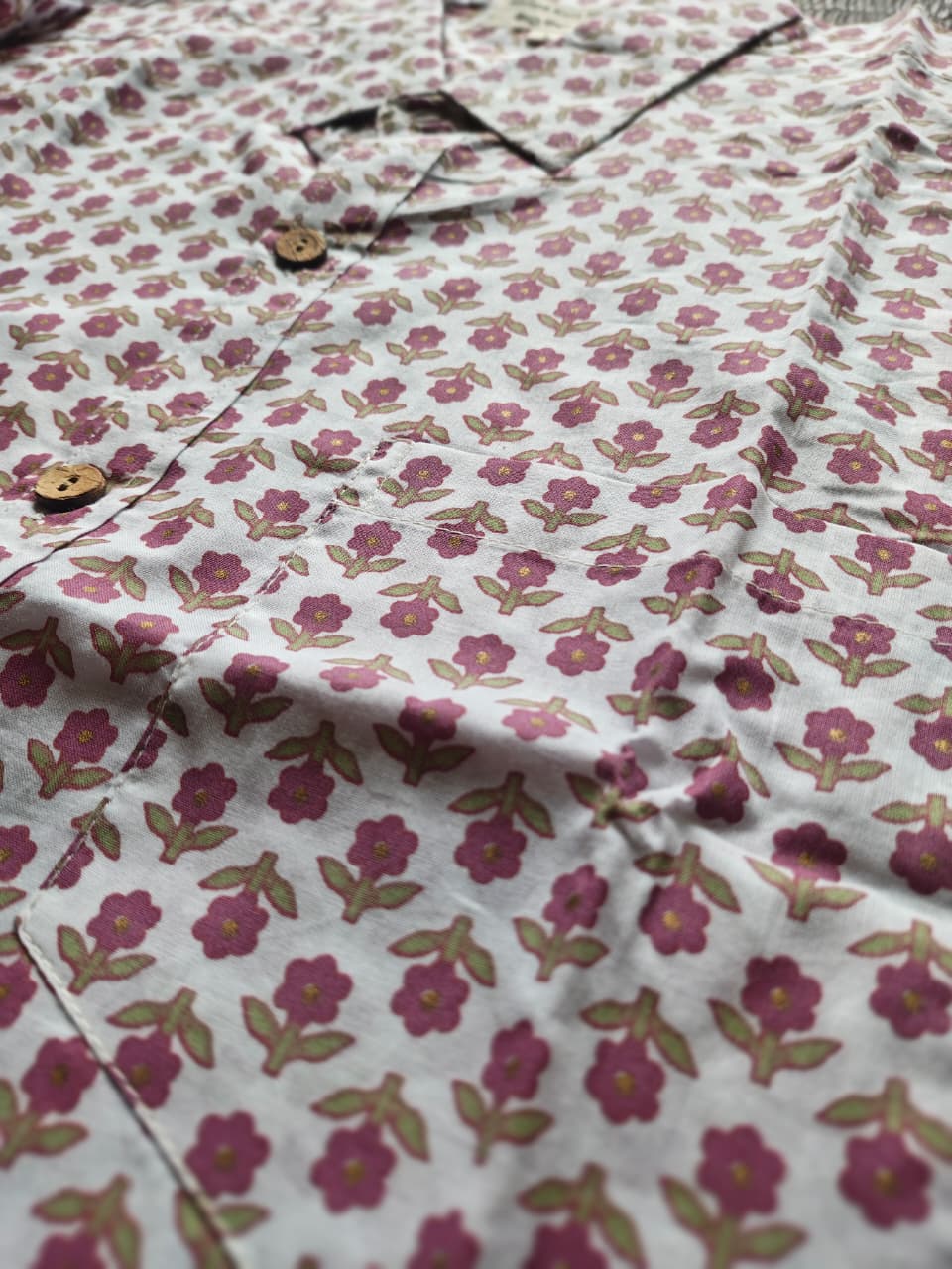 Men's Magenta & Off-White Floral Sanganeri Shirt