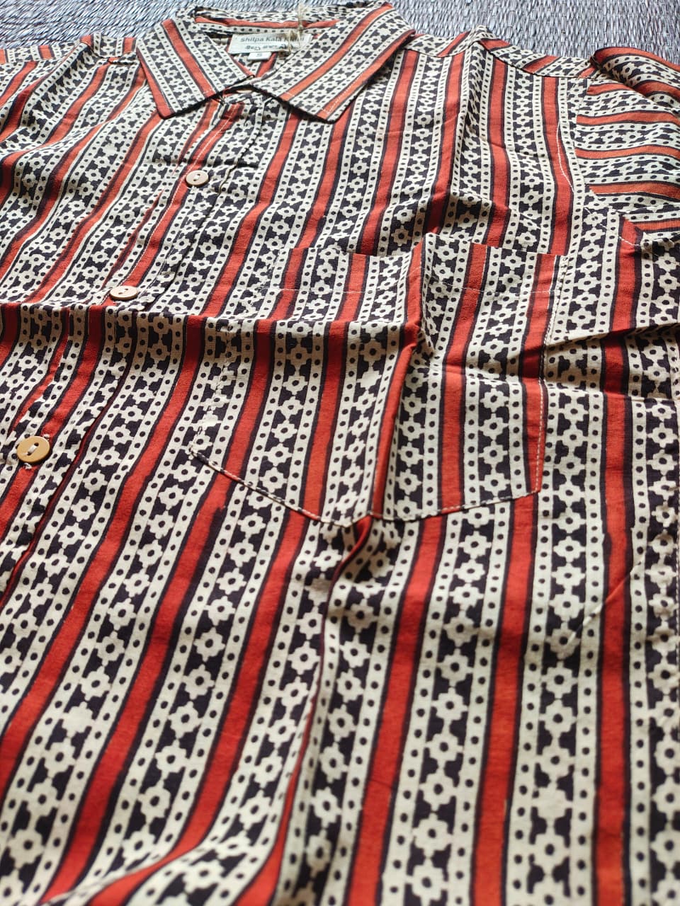Men's Terracotta Bagru Hand Block Printed Shirt