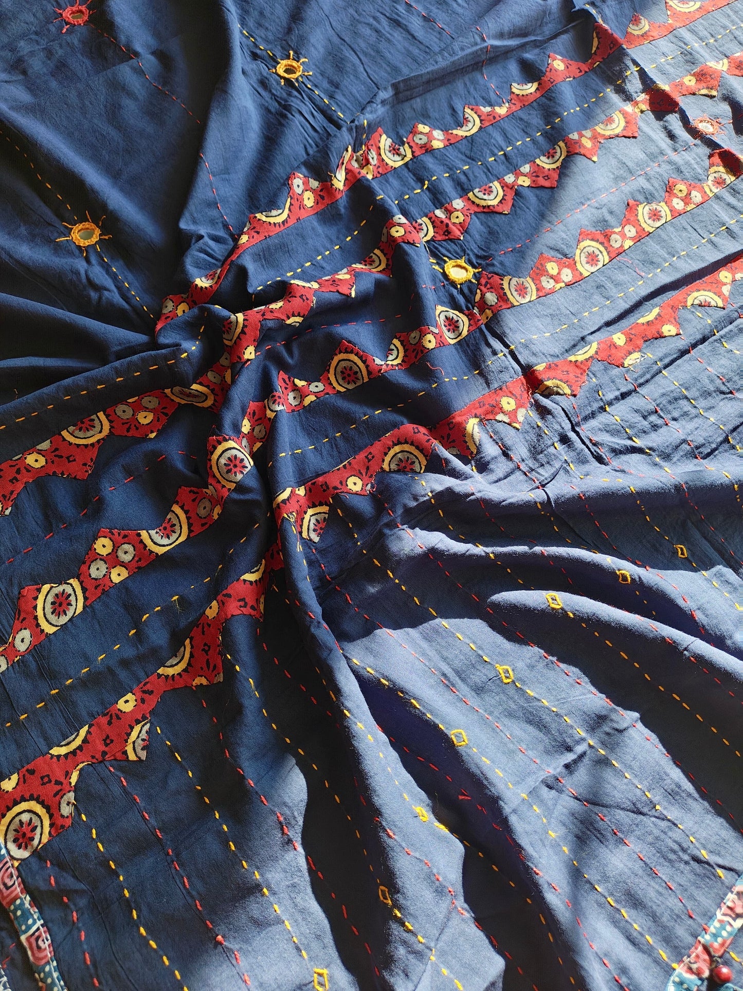 Blue Ajrakh Patchwork Cotton Dupatta