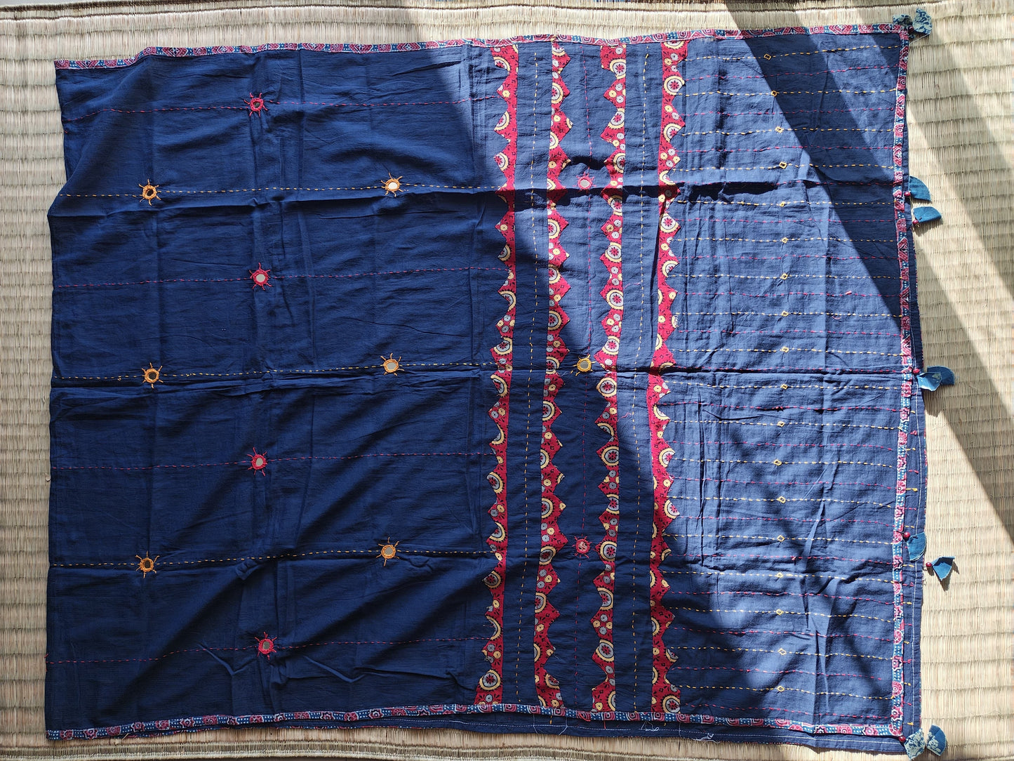 Blue Ajrakh Patchwork Cotton Dupatta