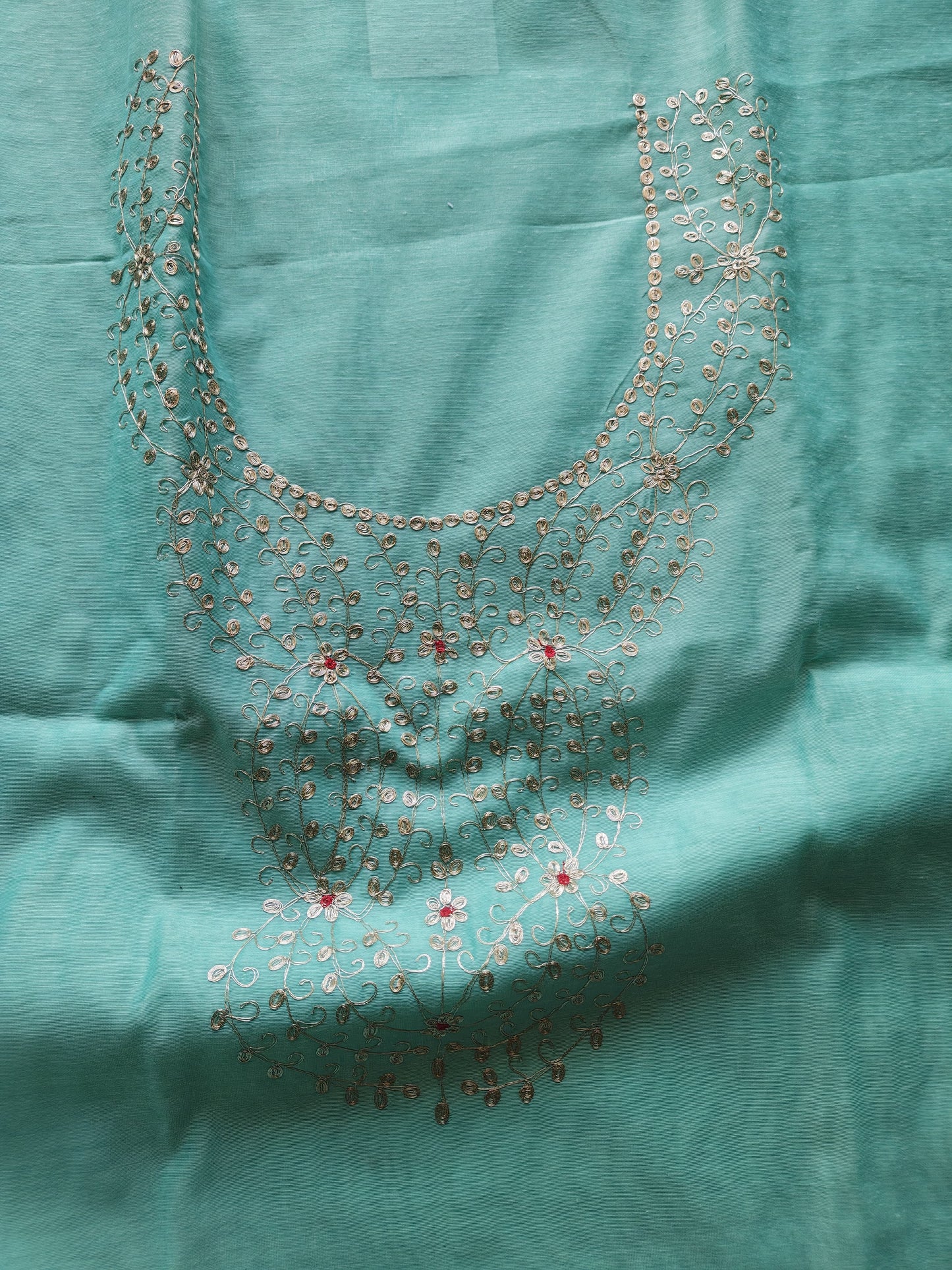 Teal Pittan Work Dress Material