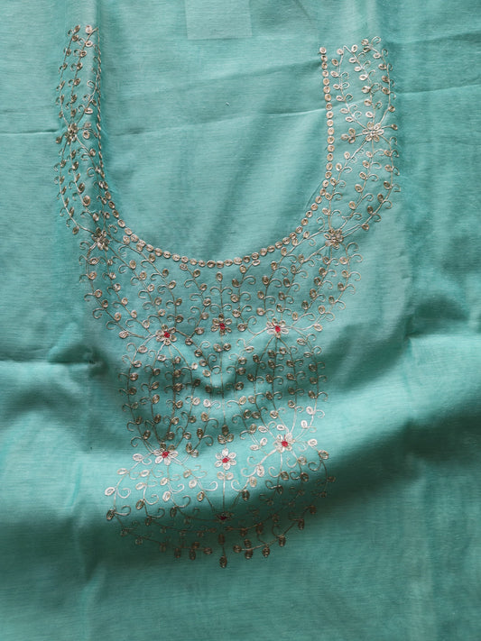 Teal Pittan Work Dress Material