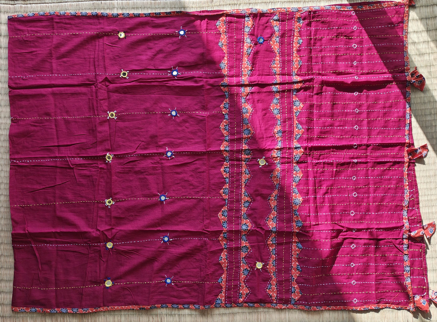 Red Ajrakh Patchwork Cotton Dupatta