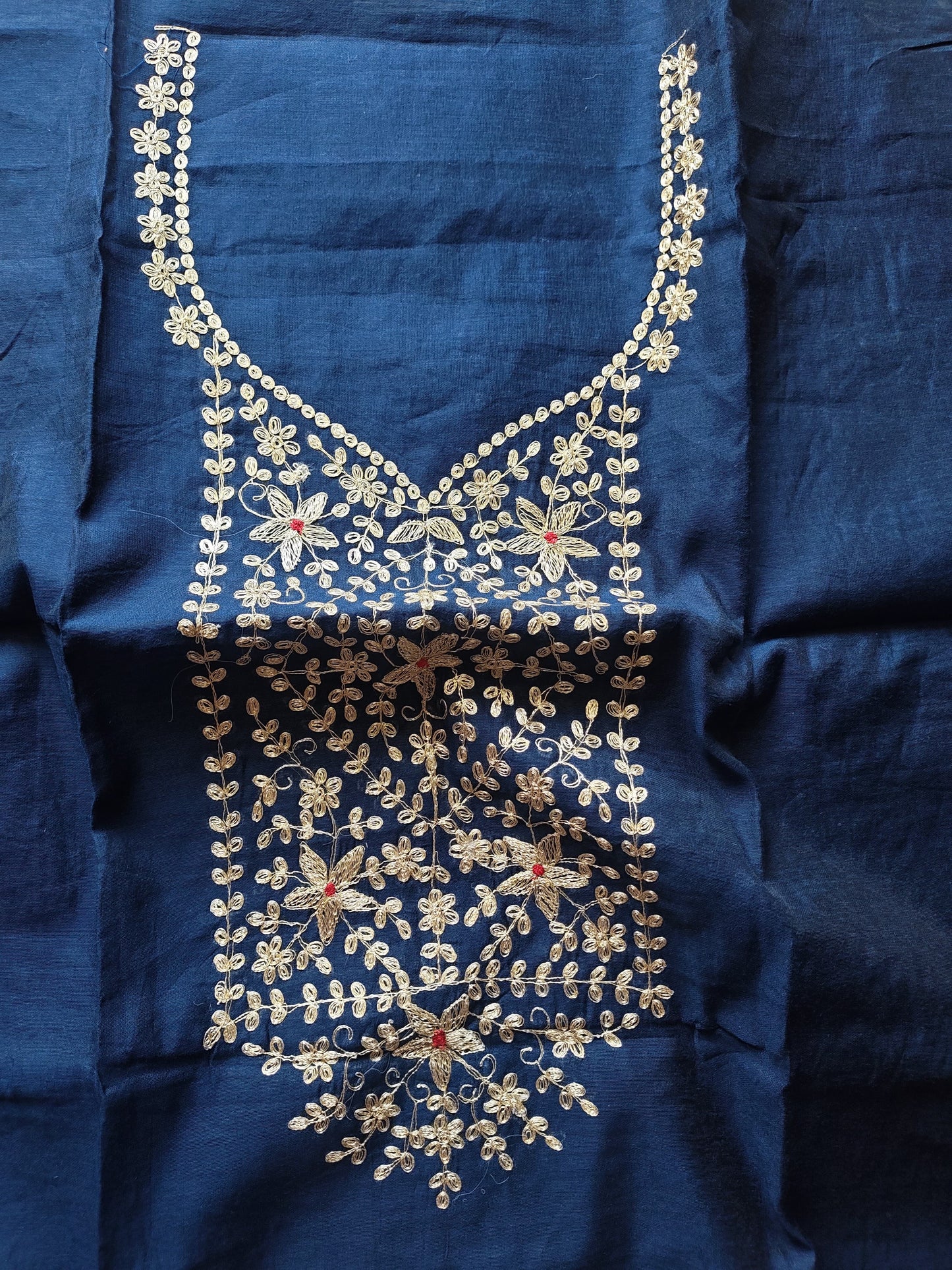 Dark Blue Pittan Work Dress Material