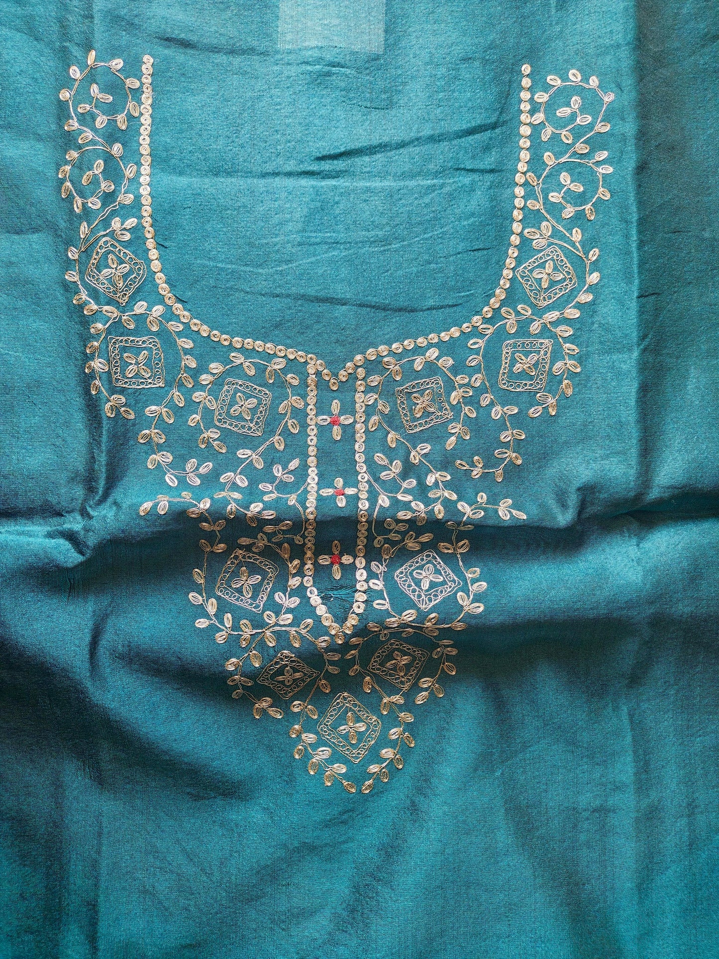 Dark Teal Pittan Work Dress Material