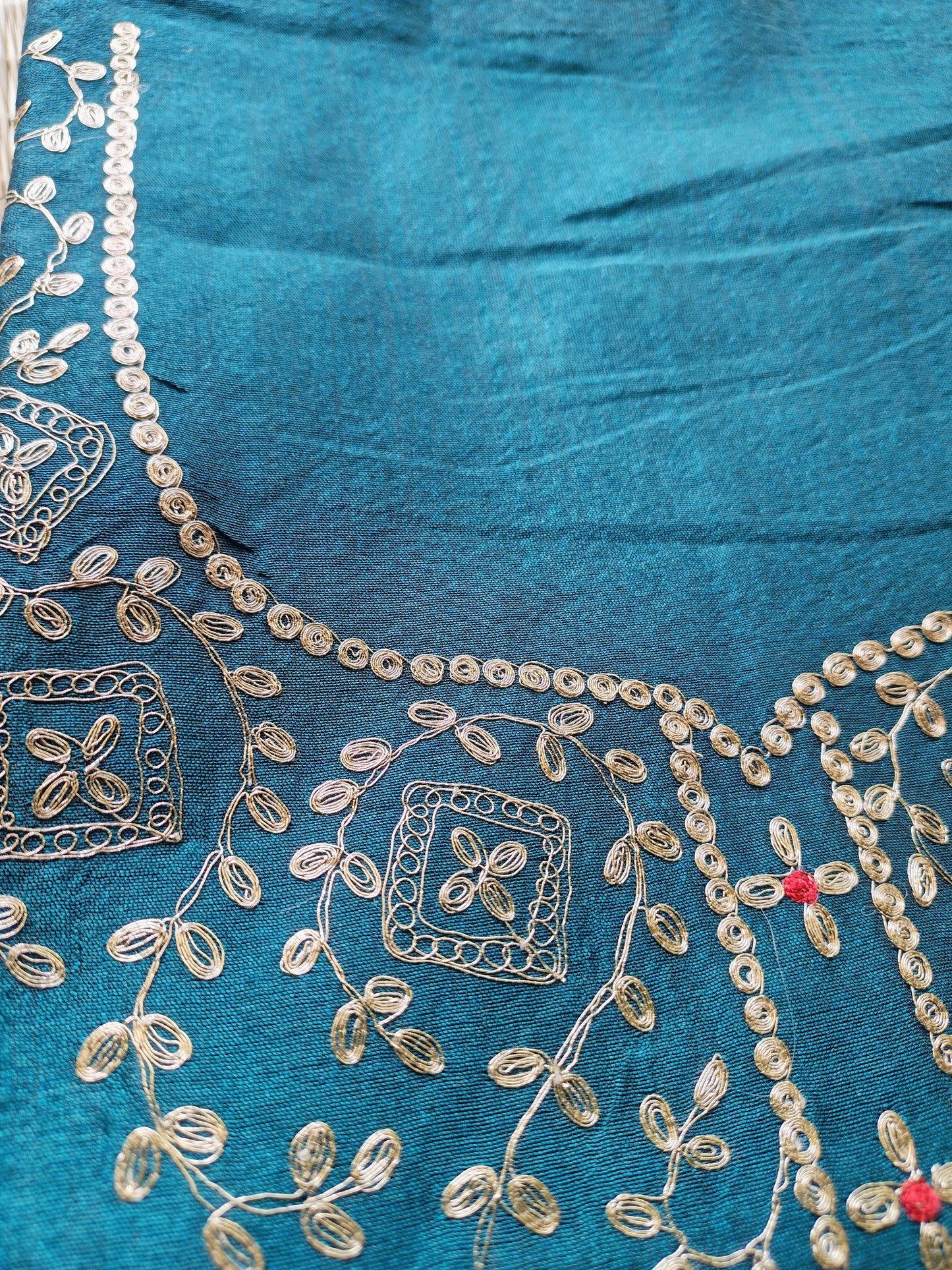 Dark Teal Pittan Work Dress Material