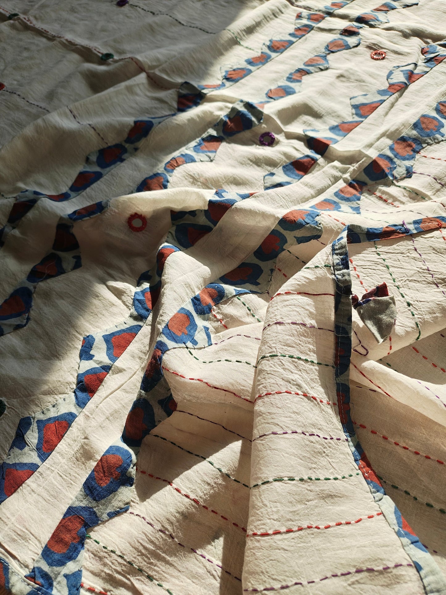 Off-White Ajrakh Patchwork Cotton Dupatta