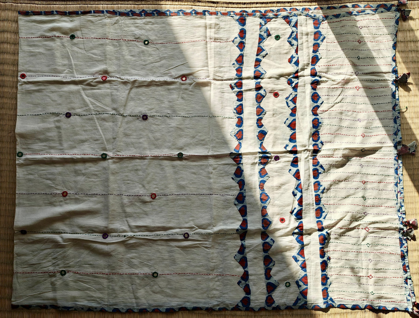 Off-White Ajrakh Patchwork Cotton Dupatta