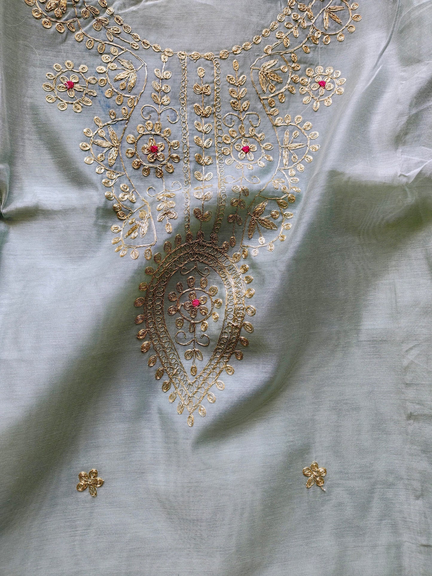 Light Pastel Blue Pittan Work Dress Material