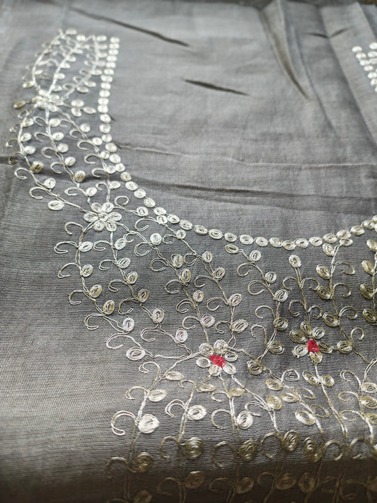 Grey Pittan Work Dress Material