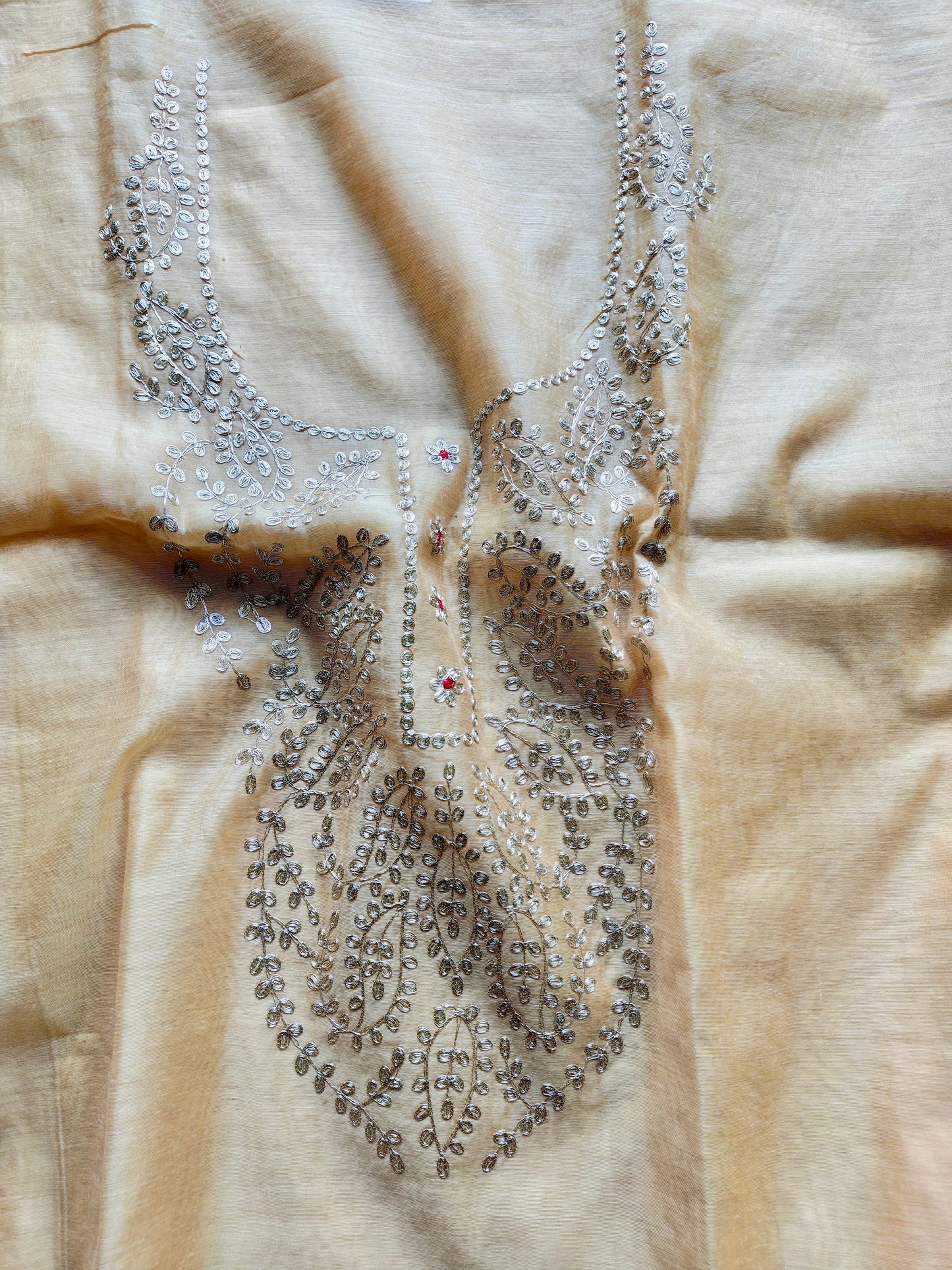 Beige Pittan Work Dress Material