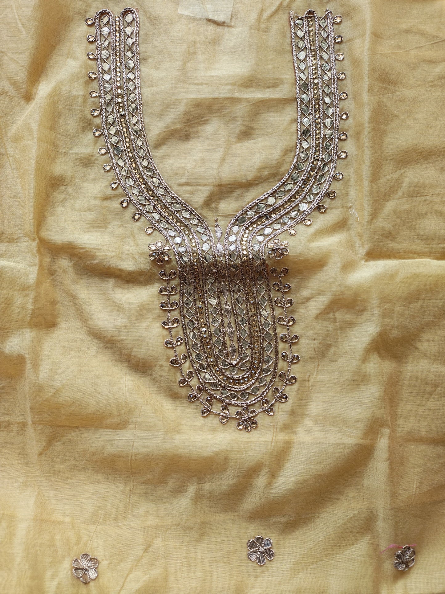 Soft Yellow Gota Patti Dress Material