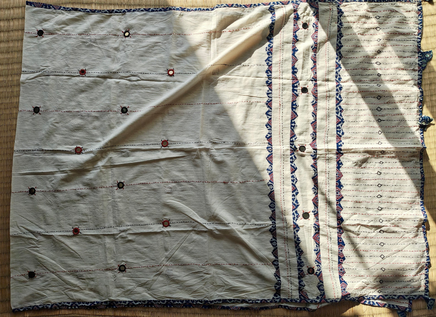 Off-White Ajrakh Patchwork Cotton Dupatta