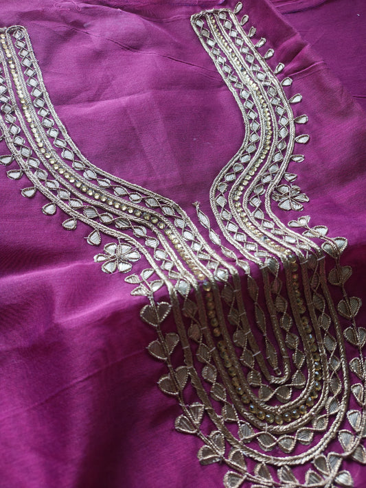 Purple Gota Patti Dress Material