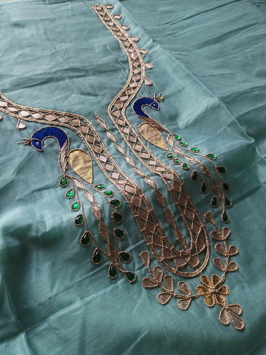 Sky Blue Gota Patti Dress Material