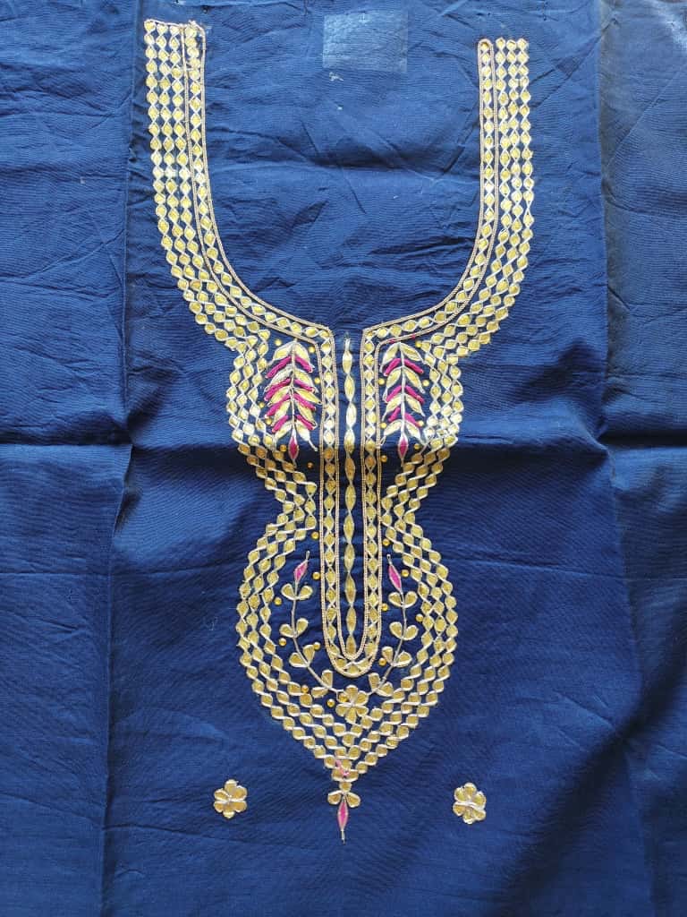 Dark Blue Gota Patti Dress Material