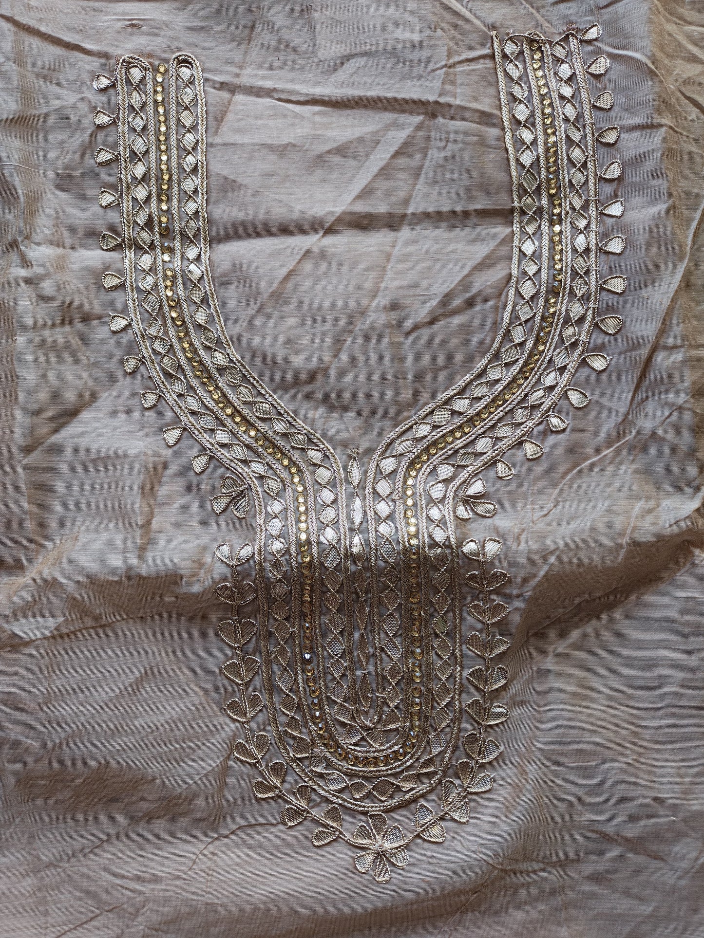 Beige Gota Patti Dress Material