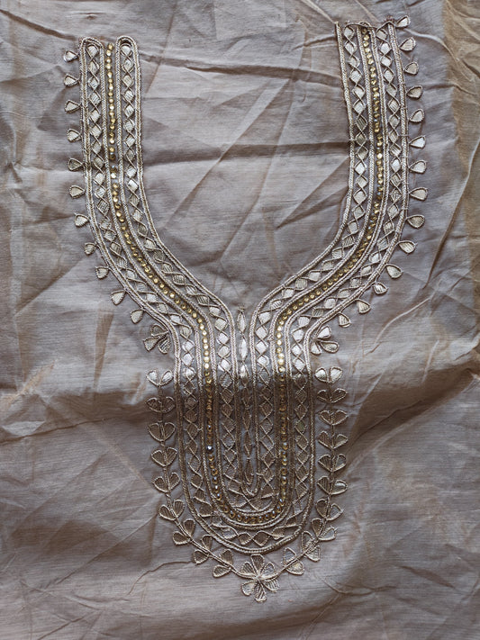 Beige Gota Patti Dress Material
