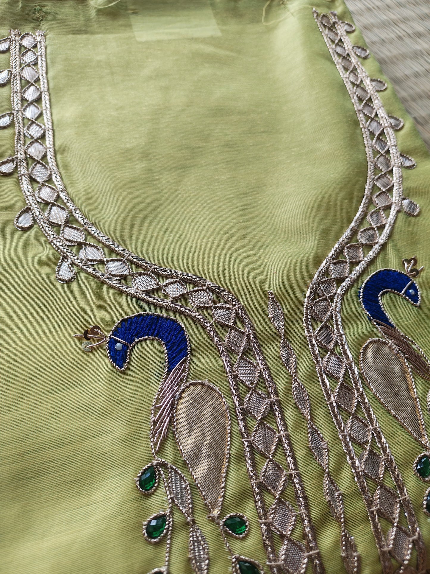 Lime Green Gota Patti Dress Material